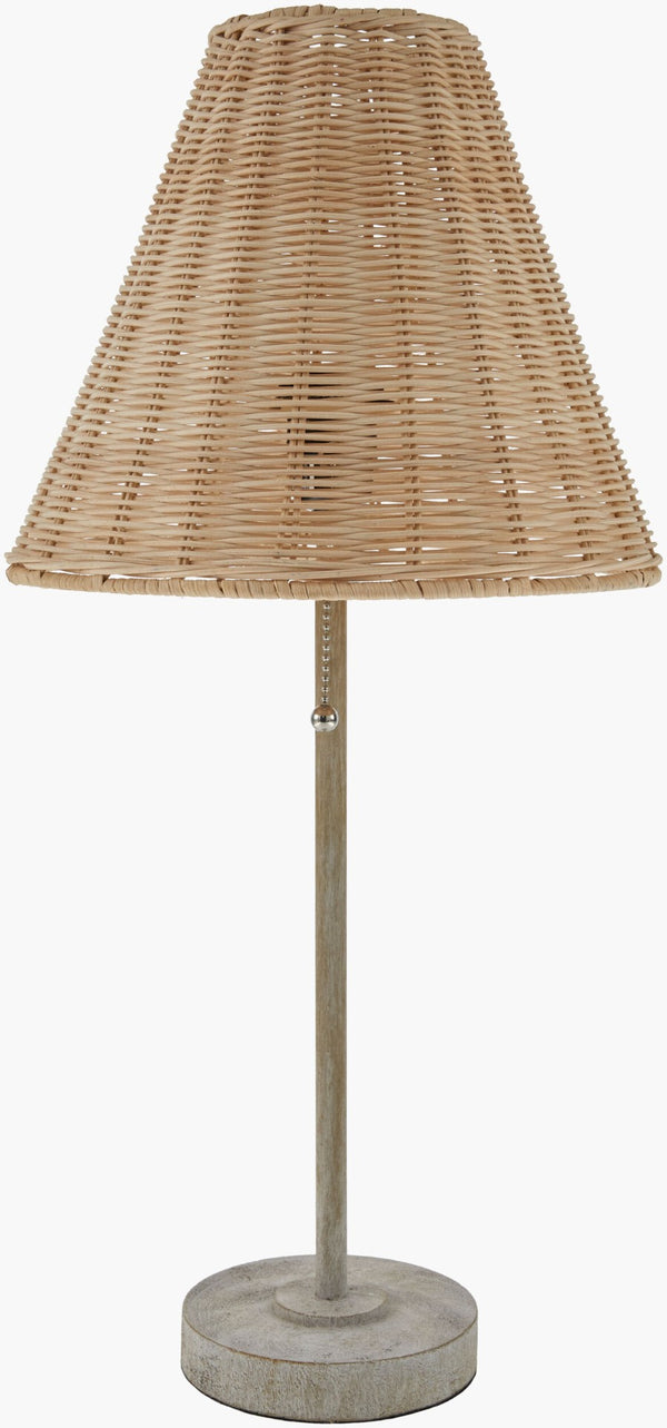 Livabliss Sirocco Rattan Shade Accent Table Lamp Resin Base Warm Glow Bohemian Bedside Light SRC-001