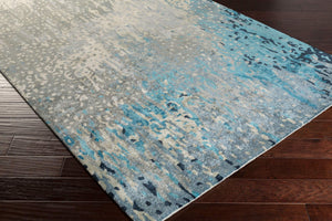 Surya Serenade Srd-2004 Handmade 2' X 3' Rug - Modern Design, Viscose & Nz Wool, Durable Medium Pile Teal Viscose,Nz Wool Srd2004-23