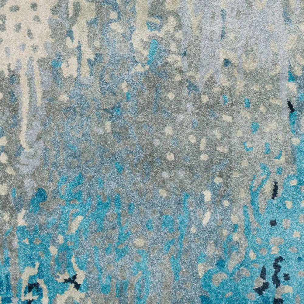 Surya Serenade Srd-2004 Handmade 2' X 3' Rug - Modern Design, Viscose & Nz Wool, Durable Medium Pile Teal Viscose,Nz Wool Srd2004-23