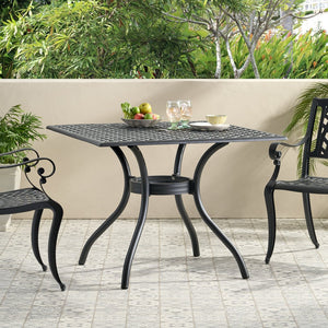 English Elm Christopher Knight Home® - CAYMAN Cast Aluminum 39.5" Square Patio Dining Table – Lightweight Black Sand Mesh Top, Easy Assemble 54586.00SAD