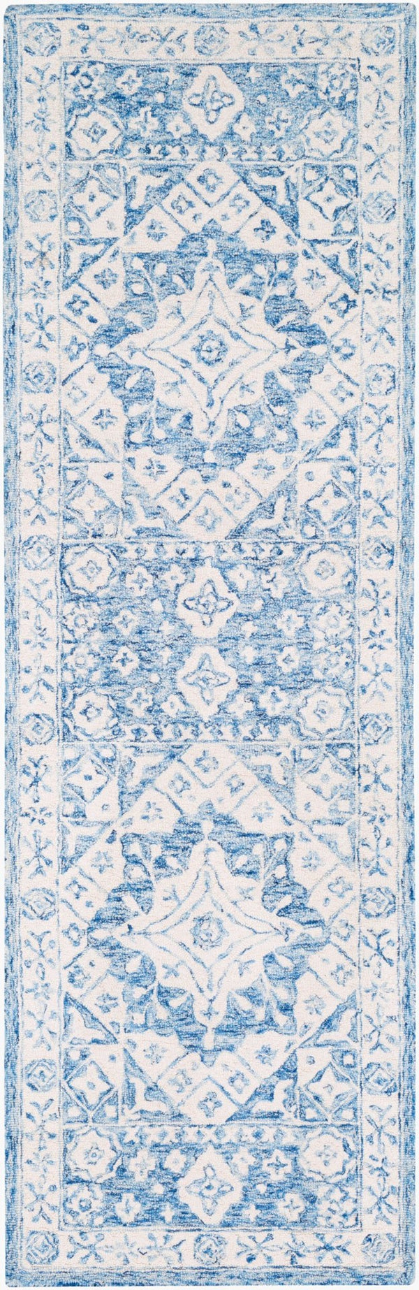 Livabliss Serafina Hand Tufted Wool Area Rug Traditional Motifs for Entryway or Bedroom Ice Blue, Ivory 2'6" x 8' SRF2018-268