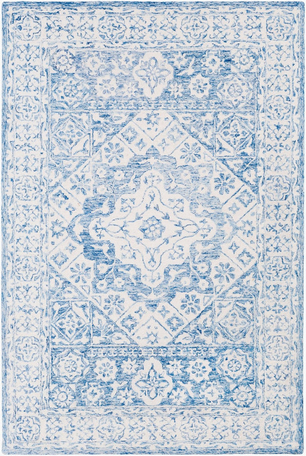 Livabliss Serafina Hand Tufted Wool Area Rug Traditional Motifs for Entryway or Bedroom Ice Blue, Ivory 2' x 3' SRF2018-23