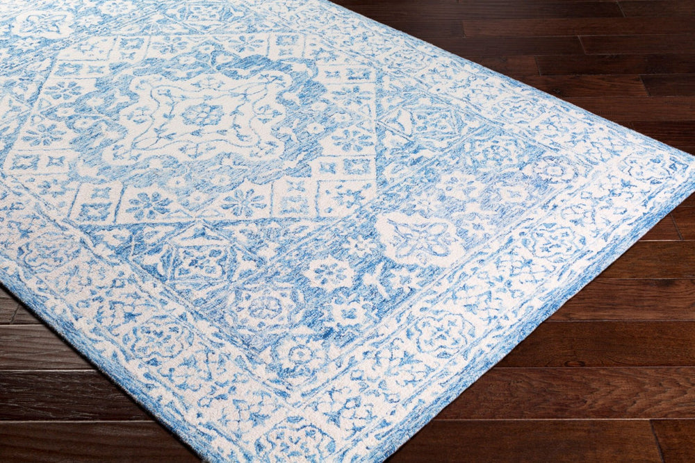 Livabliss Serafina Hand Tufted Wool Area Rug Traditional Motifs for Entryway or Bedroom Ice Blue, Ivory 2' x 3' SRF2018-23
