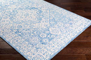 Livabliss Serafina Hand Tufted Wool Area Rug Traditional Motifs for Entryway or Bedroom Ice Blue, Ivory 2' x 3' SRF2018-23