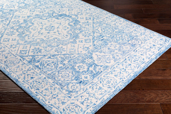 Livabliss Serafina Hand Tufted Wool Area Rug Traditional Motifs for Entryway or Bedroom Ice Blue, Ivory 2' x 3' SRF2018-23