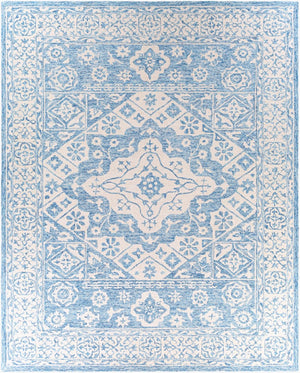 Livabliss Serafina Hand Tufted Wool Area Rug Traditional Motifs for Entryway or Bedroom Ice Blue, Ivory 8' x 10' SRF2018-810