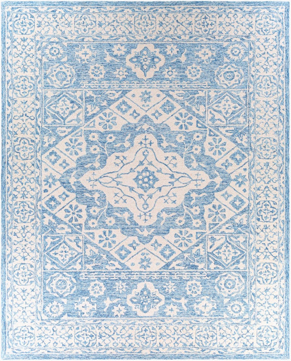 Livabliss Serafina Hand Tufted Wool Area Rug Traditional Motifs for Entryway or Bedroom Ice Blue, Ivory 8' x 10' SRF2018-810