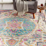 Nourison Passion PSN22 Machine Made Power-loomed Narrow Border Indoor Only Transitional Bohemian Rug Ivory,Multi, Ivory 100% Polypropylene 99446717832