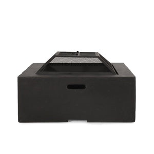 English Elm Outdoor Square Mgo Concrete Wood Burning Fire Pit with Spark Screen for Patio Gatherings 72476.00
