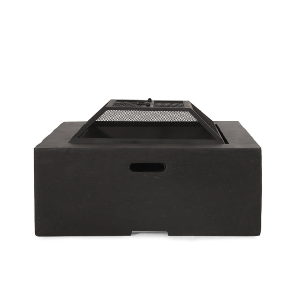English Elm Outdoor Square Mgo Concrete Wood Burning Fire Pit with Spark Screen for Patio Gatherings 72476.00