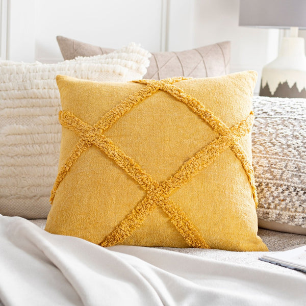 Surya Sarah Handcrafted Cotton Square Throw Pillow Plush Fill Modern Sofa Accent Decor SRH003-1818D