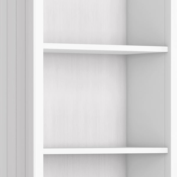 English Elm Acadian 5 Shelf Bookcase - Handcrafted White Solid Wood With Adjustable Shelves For Stylish Storage B136P158297