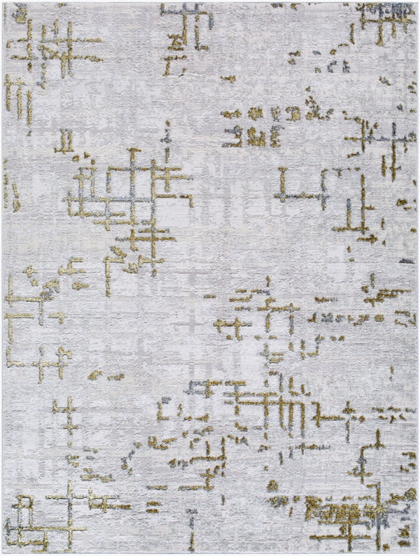 Livabliss Sunrise Geometric Machine Woven Accent Rug Mid-century Style for Entryway or Bedside Gray, Cream 5'3" x 7' SRI2309-537