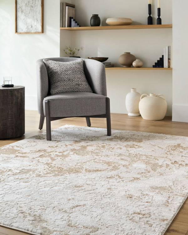 Livabliss Sunrise Geometric Machine Woven Polypropylene Rug Mid-century Modern Entryway Accent Tan, Mustard 2' x 2'11" SRI2313-2211