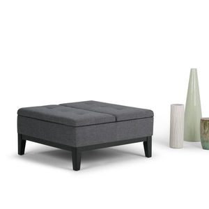 English Elm Dover Square Coffee Table Storage Ottoman - Stylish Slate Grey With Hidden Compartment & Seating B136P159053