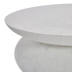 Bernhardt Bernhardt Corsica Stonecast Outdoor Cocktail Table — Weather-Resistant Round Low Table, 32"W X 13"H X04013