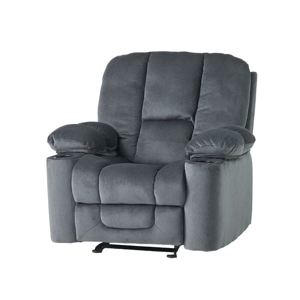 English Elm Christopher Knight Home® - Luxurious Manual Recliner Chair with Skin-Friendly Fabric, Dual Cup Holders, Ergonomic Padded Comfort Silver 57578.00STL