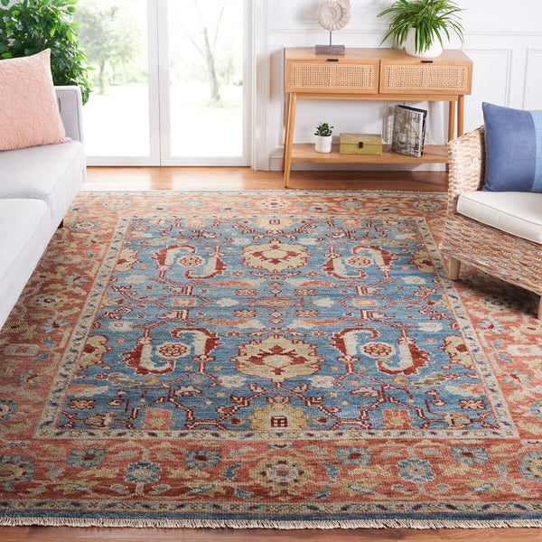 Safavieh Samarkand 128 HAND KNOTTED Traditional Rug Turquoise / Rust SRK128K-9