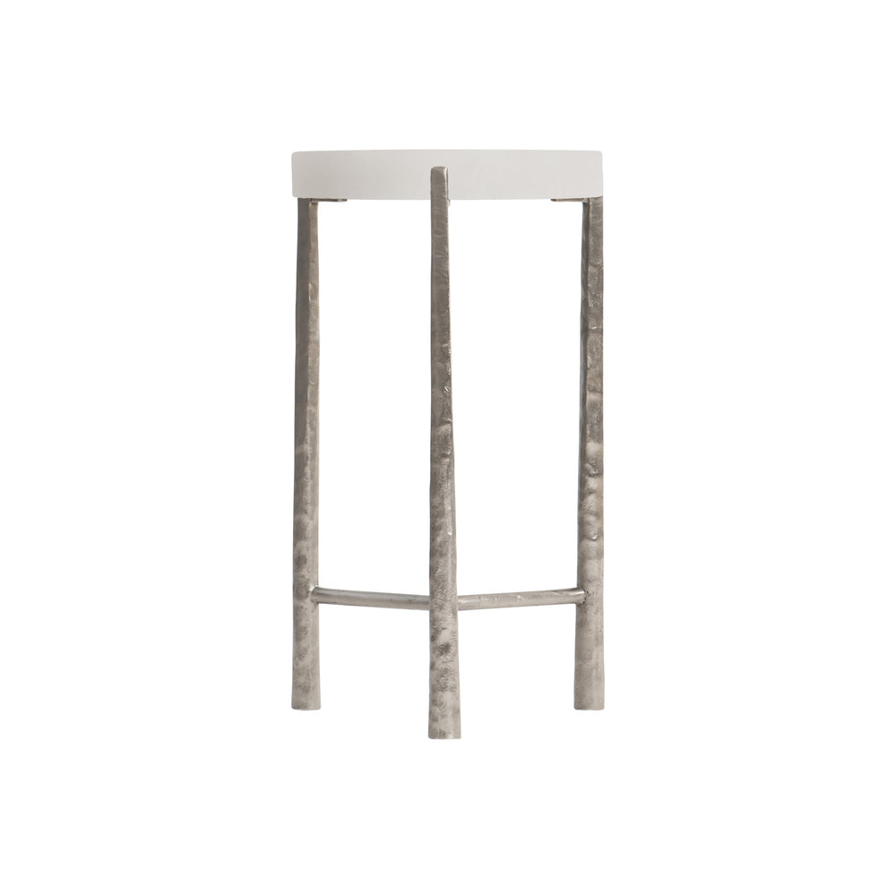 Bernhardt Bernhardt Faux Stone Aventura Accent Table In Tusk With Frosted Nickel Base, Compact Elegant Design 318123
