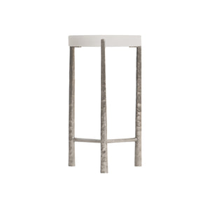 Bernhardt Bernhardt Faux Stone Aventura Accent Table In Tusk With Frosted Nickel Base, Compact Elegant Design 318123