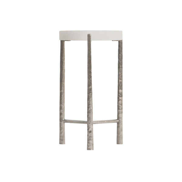 Bernhardt Bernhardt Faux Stone Aventura Accent Table In Tusk With Frosted Nickel Base, Compact Elegant Design 318123