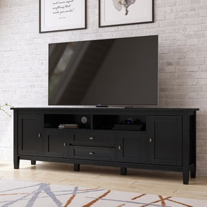 English Elm Warm 72" Black Tv Media Stand - Handcrafted Shaker Style With Storage & Cable Management Solution B136P159711-GIGA