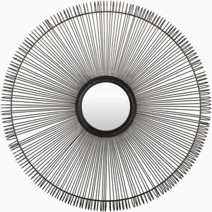 Surya Surami 30"H X 30"W Accent Mirror - Rustic Industrial Decor Piece For Modern Elegant Spaces Frame, Black Iron Srm001-3030