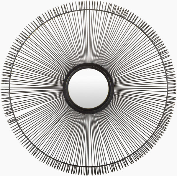 Surya Surami 30"H X 30"W Accent Mirror - Rustic Industrial Decor Piece For Modern Elegant Spaces Frame, Black Iron Srm001-3030