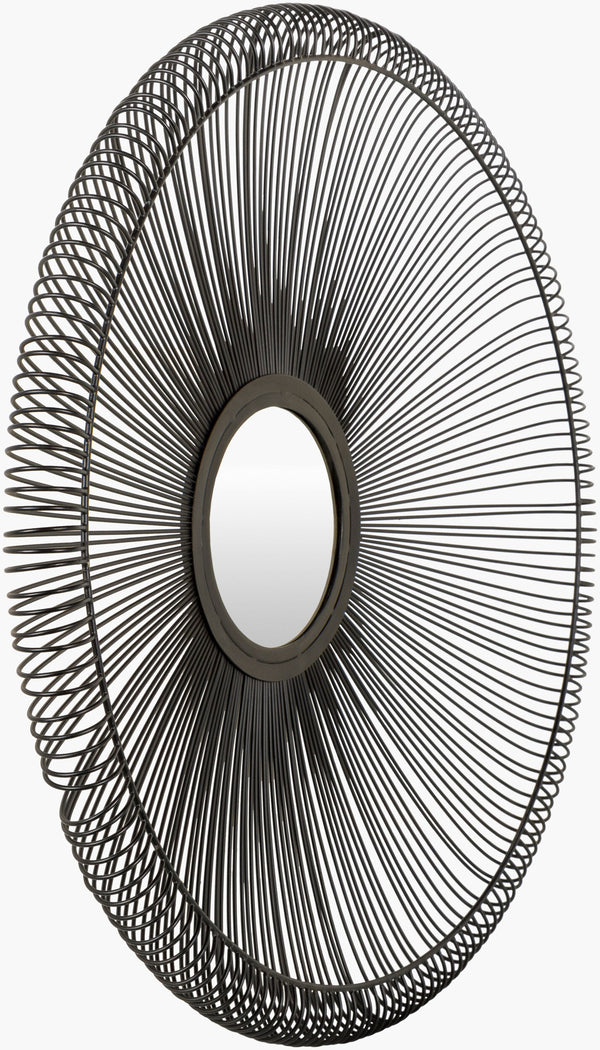 Surya Surami 30"H X 30"W Accent Mirror - Rustic Industrial Decor Piece For Modern Elegant Spaces Frame, Black Iron Srm001-3030