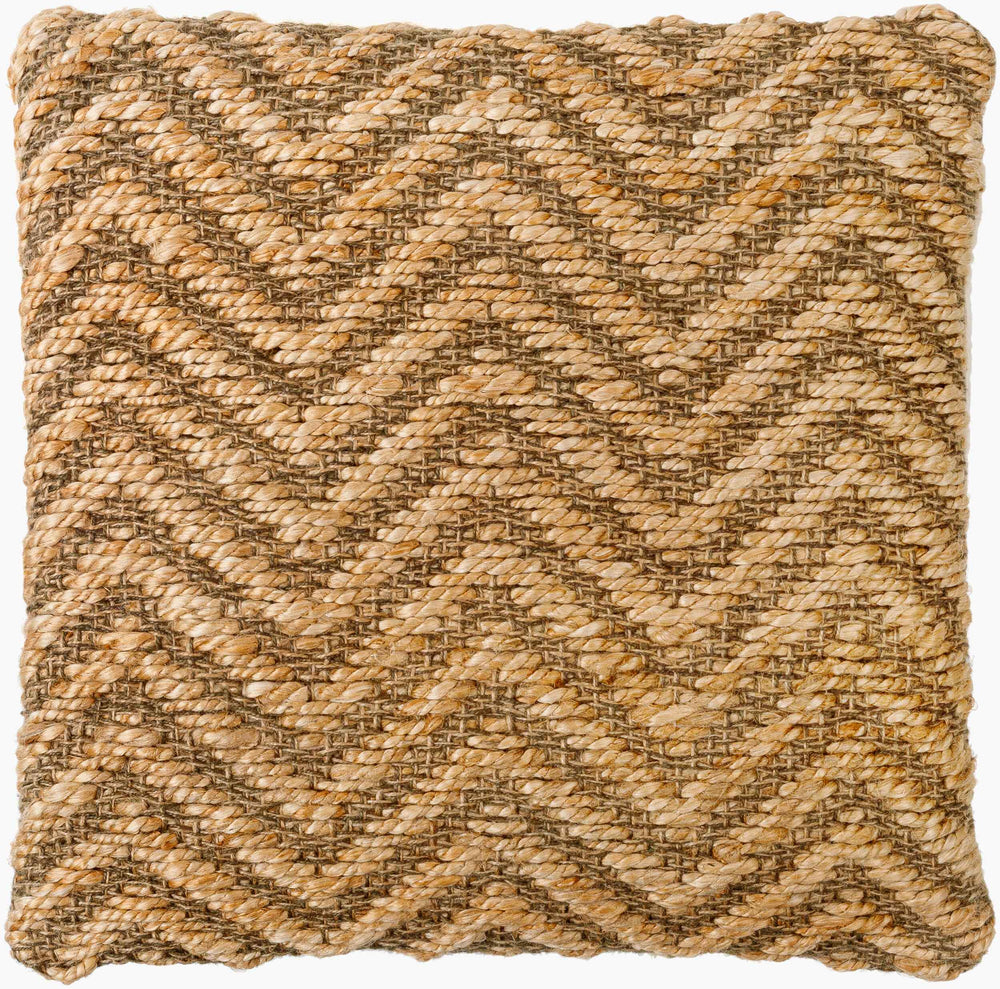 Surya Srinagar 18"X18" Jute & Cotton Accent Pillow - Intricate Indian Design For Modern Home Decor Beige Jute,Cotton Srn001-1818
