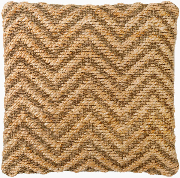 Surya Srinagar 18"X18" Jute & Cotton Accent Pillow - Intricate Indian Design For Modern Home Decor Beige Jute,Cotton Srn001-1818