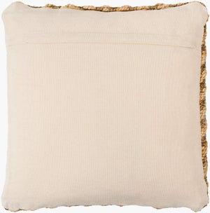 Surya Srinagar 18"X18" Jute & Cotton Accent Pillow - Intricate Indian Design For Modern Home Decor Beige Jute,Cotton Srn001-1818