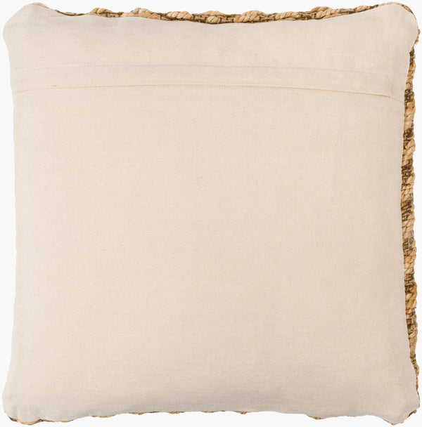 Surya Srinagar 18"X18" Jute & Cotton Accent Pillow - Intricate Indian Design For Modern Home Decor Beige Jute,Cotton Srn001-1818