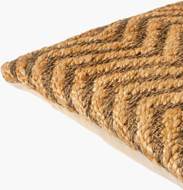 Surya Srinagar 18"X18" Jute & Cotton Accent Pillow - Intricate Indian Design For Modern Home Decor Beige Jute,Cotton Srn001-1818