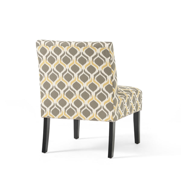 English Elm Accent Chair with Rubberwood Legs Plush Upholstered Seat for Living Room or Bedroom Grey Multi 57764.00YGAY