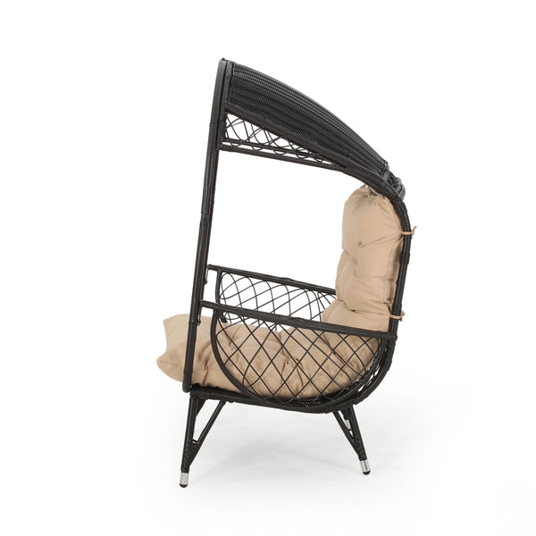 English Elm Christopher Knight Home® - MALIA Wicker Standing Basket Chair with Water-Resistant Cushion, Iron Frame, Handcrafted Outdoor Cozy Retreat Brown 68018.00BTN