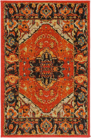Livabliss Serapi Medallion Polypropylene Area Rug Low Pile Entryway Accent Turkish Woven Burgandy, Black 2' x 2'11" SRP1001-23
