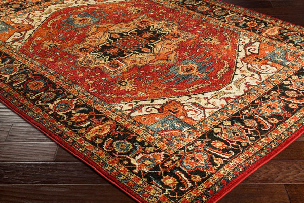 Livabliss Serapi Medallion Polypropylene Area Rug Low Pile Entryway Accent Turkish Woven Burgandy, Black 2'7" x 7'3" SRP1001-2773