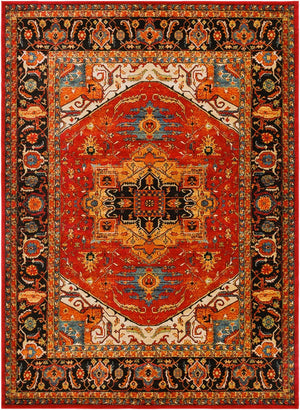 Livabliss Serapi Medallion Polypropylene Area Rug Low Pile Entryway Accent Turkish Woven Burgandy, Black 8'10" x 12'6" SRP1001-93126