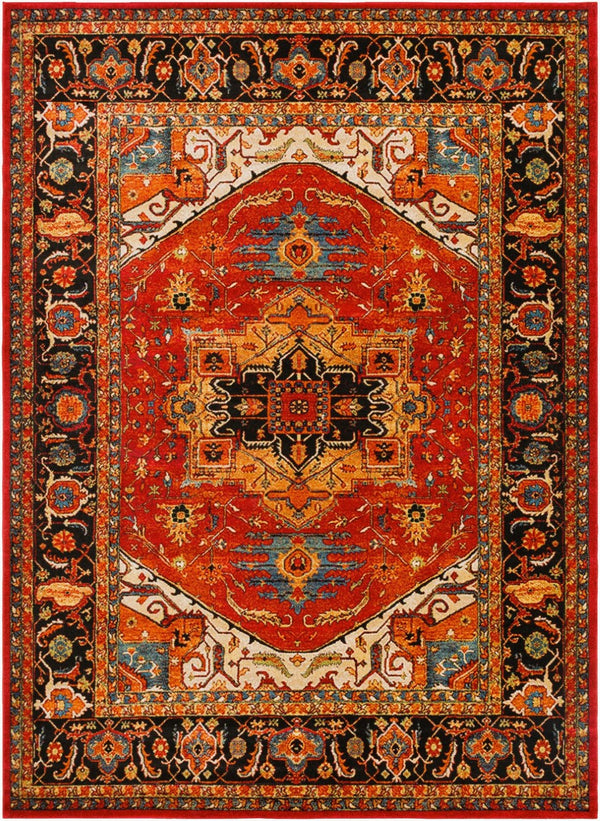 Livabliss Serapi Medallion Polypropylene Area Rug Low Pile Entryway Accent Turkish Woven Burgandy, Black 8'10" x 12'6" SRP1001-93126
