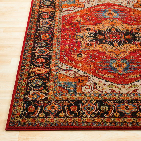 Livabliss Serapi Medallion Polypropylene Area Rug Low Pile Entryway Accent Turkish Woven Burgandy, Black 2'7" x 7'3" SRP1001-2773