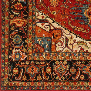 Livabliss Serapi Medallion Polypropylene Area Rug Low Pile Entryway Accent Turkish Woven Burgandy, Black 2'7" x 7'3" SRP1001-2773