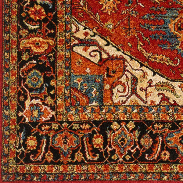 Livabliss Serapi Medallion Polypropylene Area Rug Low Pile Entryway Accent Turkish Woven Burgandy, Black 2'7" x 7'3" SRP1001-2773