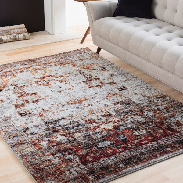 Livabliss Serapi Heritage Floral Polypropylene Area Rug Entryway Accent with Medium Pile Burgandy, Ivory 2' x 2'11" SRP1010-23