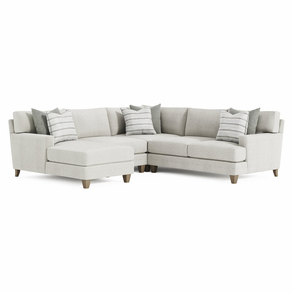 Bernhardt Bernhardt Mila 4-Piece Sectional — Plush Deep Seating, Natural Fabric, Sleek Legs, 6 Toss Pillows, 107" - Made to Order K1982