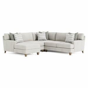 Bernhardt Bernhardt Mila 4-Piece Sectional — Plush Deep Seating, Natural Fabric, Sleek Legs, 6 Toss Pillows, 107" - Made to Order K1982