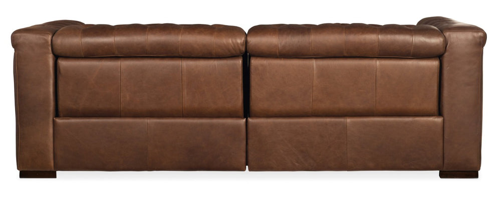 Hooker Furniture Savion Hand-Wiped Top-Grain Leather Power Reclining Sofa With Tufted Back And Adjustable Headrests Medium Brown SS434-1.5RL-P-PH-089