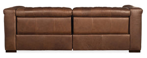 Hooker Furniture Savion Hand-Wiped Top-Grain Leather Power Reclining Sofa With Tufted Back And Adjustable Headrests Medium Brown SS434-1.5RL-P-PH-089