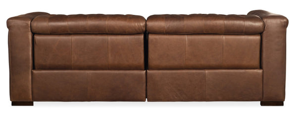 Hooker Furniture Savion Hand-Wiped Top-Grain Leather Power Reclining Sofa With Tufted Back And Adjustable Headrests Medium Brown SS434-1.5RL-P-PH-089