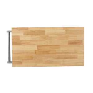 English Elm Christopher Knight Home® - Kitchen Island Cart with Rubberwood Top, Grey Mobile Kitchen Cart on Wheels with Cabinet, Hooks and Drawers 67755.00NATGRY
